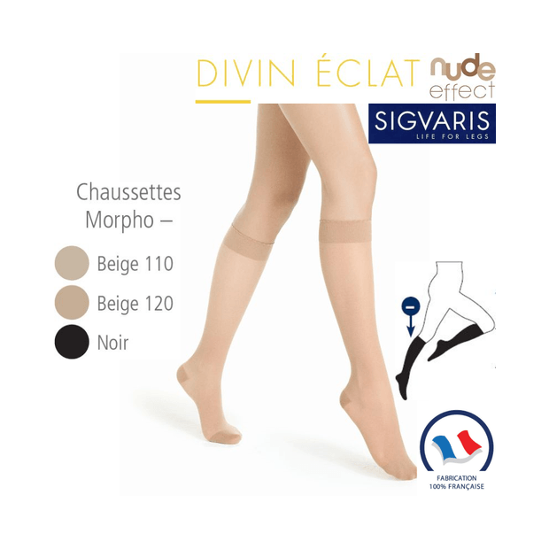 Chaussettes de contention Sigvaris Style Transparent Morpho Moins Classe 2