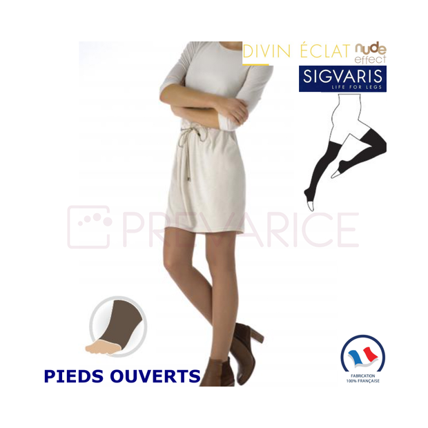 Bas contention Pied Ouvert Sigvaris Styles Transparent Classe 2