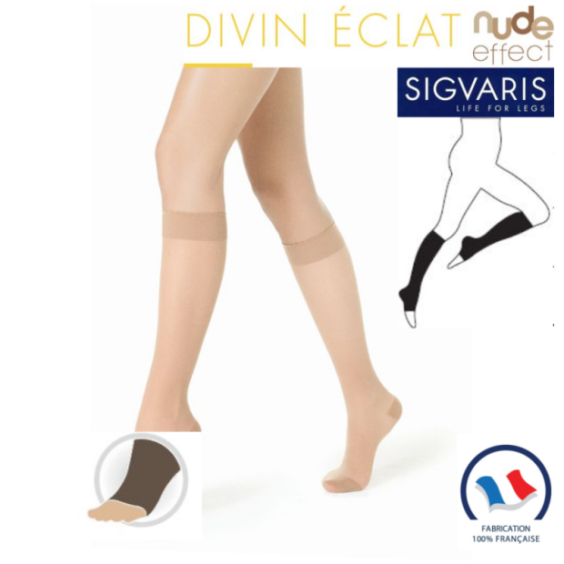 Chaussette contention Sigvaris Styles Transparent Pied Ouvert Classe 2